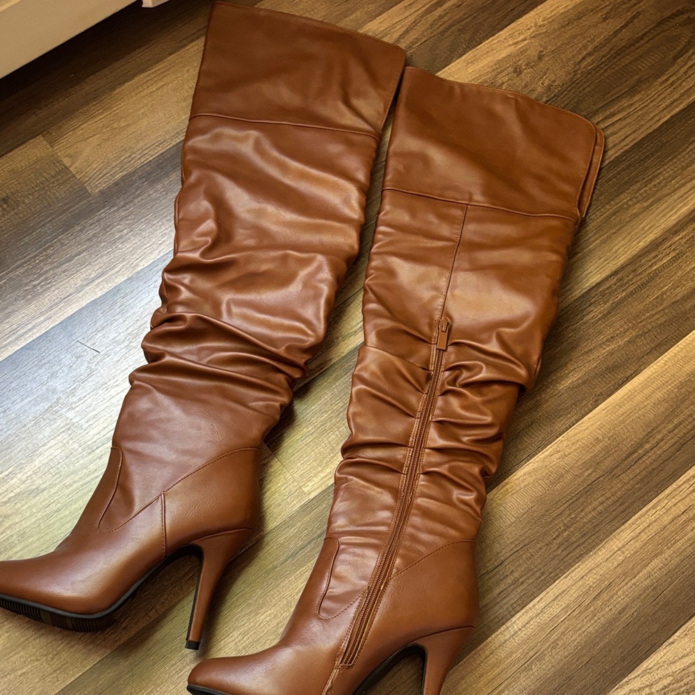 Forever New Cognac Over-the-Knee Slouchy Boots